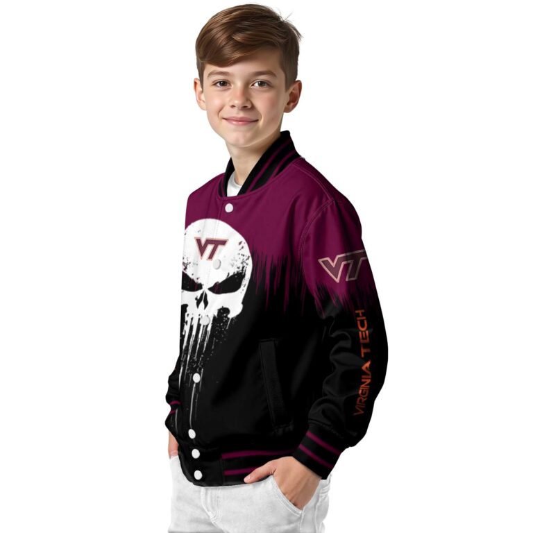 virginia tech hokies punisher skull maroon black white jacket trendy jacketwow