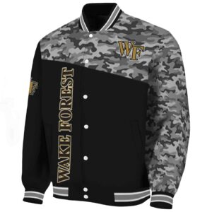 wake forest demon deacons camo patchwork black jacket best selling jacketwow