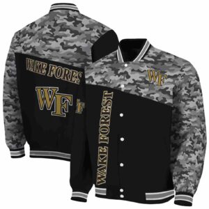 wake forest demon deacons camo patchwork black jacket fashion forward jacketwow