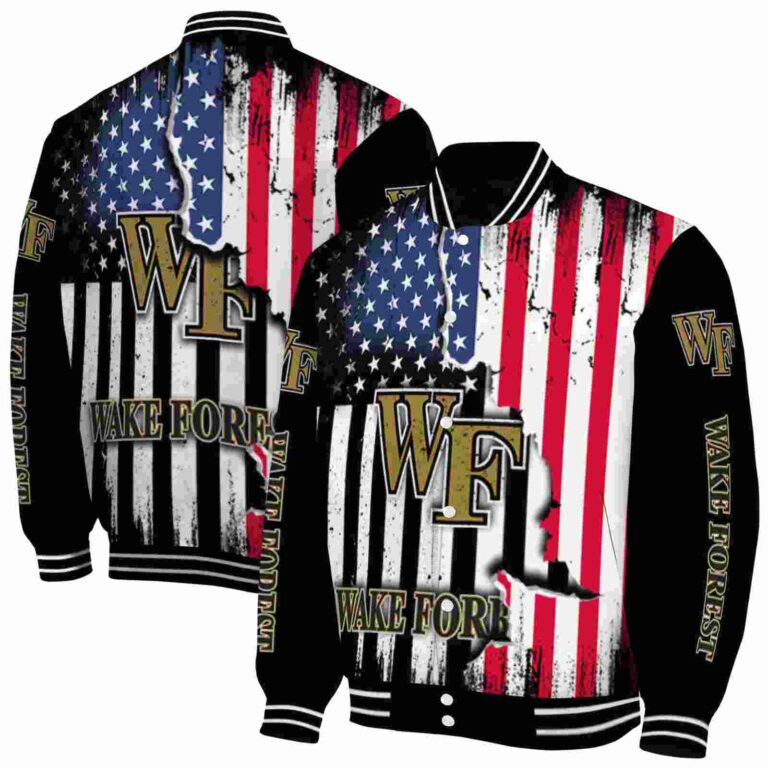 wake forest demon deacons patriotic theme black jacket fashion forward jacketwow
