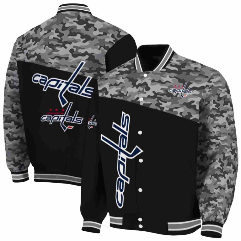 washington capitals camo patchwork black jacket fashion forward jacketwow