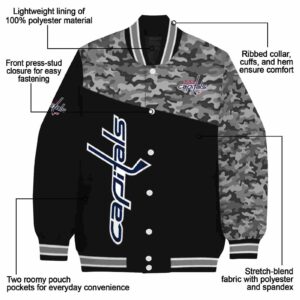 washington capitals camo patchwork black jacket new arrival jacketwow