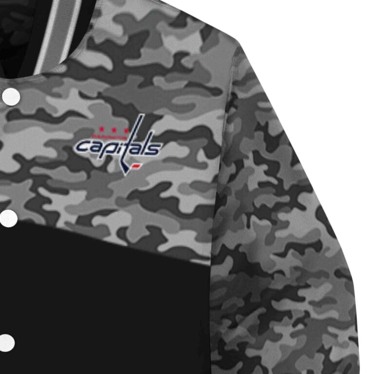 washington capitals camo patchwork black jacket premium grade jacketwow