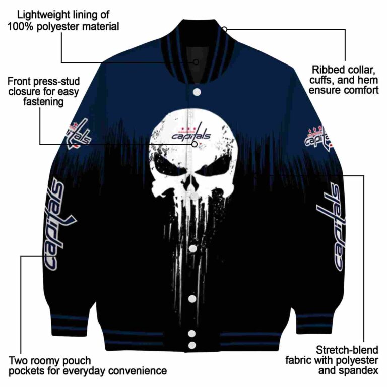 washington capitals punisher skull blue black white jacket new arrival jacketwow