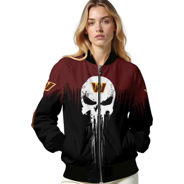 washington commanders punisher skull burgundy black white jacket latest model jacketwow