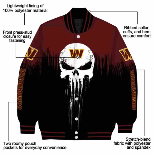 washington commanders punisher skull burgundy black white jacket new arrival jacketwow