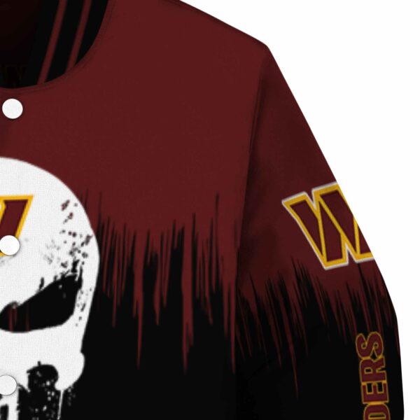 washington commanders punisher skull burgundy black white jacket premium grade jacketwow