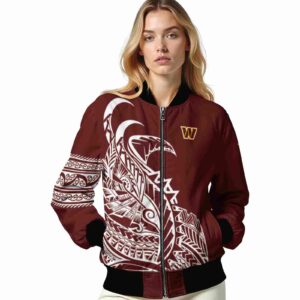 washington commanders tribal art burgundy white black jacket latest model jacketwow