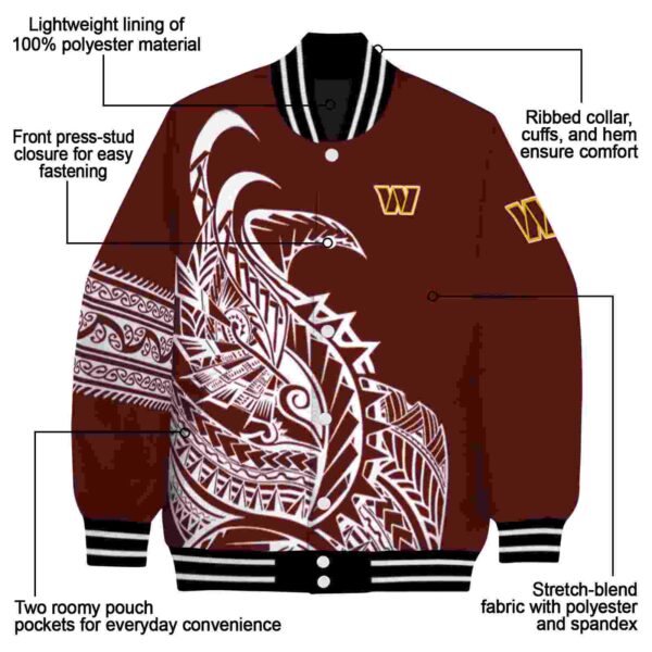 washington commanders tribal art burgundy white black jacket new arrival jacketwow