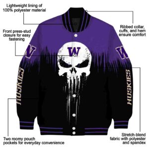 washington huskies punisher skull purple black white jacket new arrival jacketwow