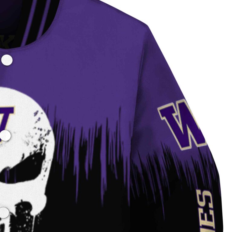 washington huskies punisher skull purple black white jacket premium grade jacketwow