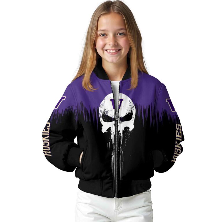 washington huskies punisher skull purple black white jacket top rated jacketwow