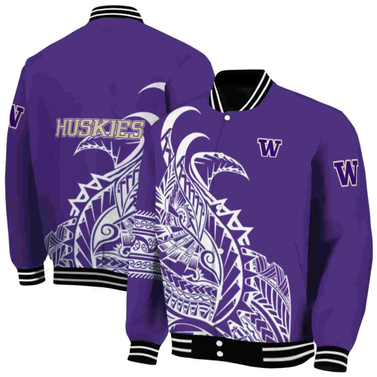 washington huskies tribal art purple white black jacket fashion forward jacketwow
