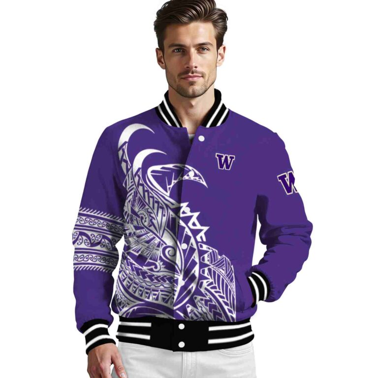 washington huskies tribal art purple white black jacket high quality jacketwow