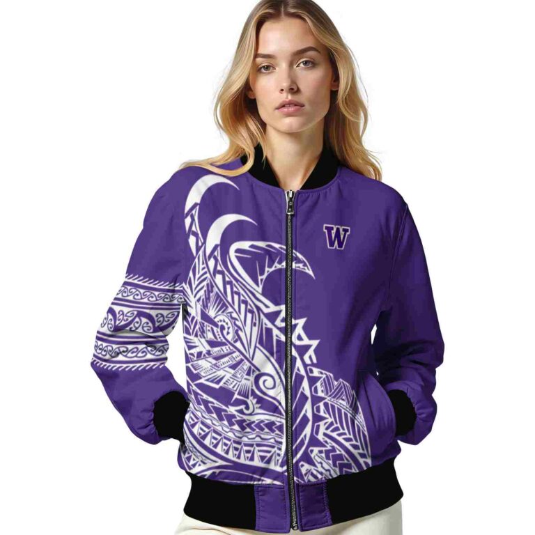 washington huskies tribal art purple white black jacket latest model jacketwow