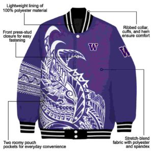 washington huskies tribal art purple white black jacket new arrival jacketwow