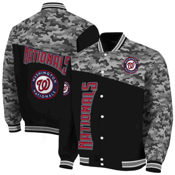 washington nationals camo patchwork black jacket fashion forward jacketwow