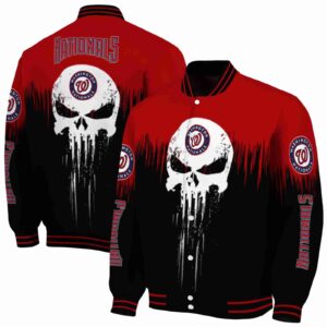 washington nationals punisher skull red black white jacket fashion forward jacketwow