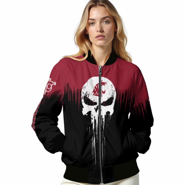 washington state cougars punisher skull crimson black white jacket latest model jacketwow