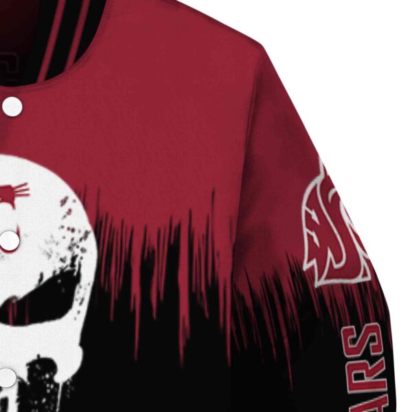 washington state cougars punisher skull crimson black white jacket premium grade jacketwow
