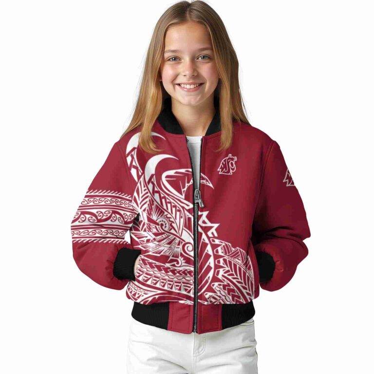 washington state cougars tribal art crimson white black jacket top rated jacketwow
