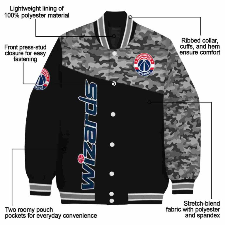 washington wizards camo patchwork black jacket new arrival jacketwow