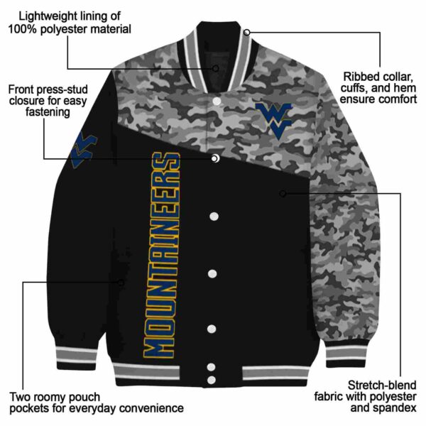 west virginia mountaineers camo patchwork black jacket new arrival jacketwow