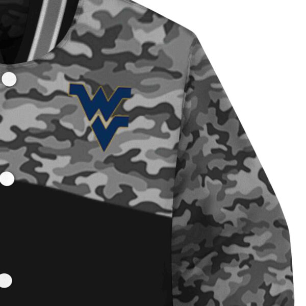 west virginia mountaineers camo patchwork black jacket premium grade jacketwow