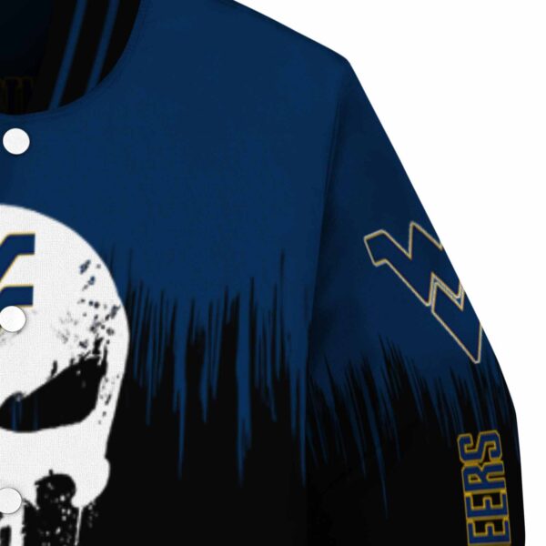 west virginia mountaineers punisher skull blue black white jacket premium grade jacketwow
