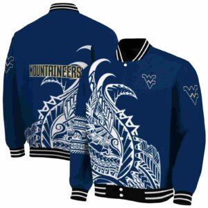 west virginia mountaineers tribal art blue white black jacket fashion forward jacketwow