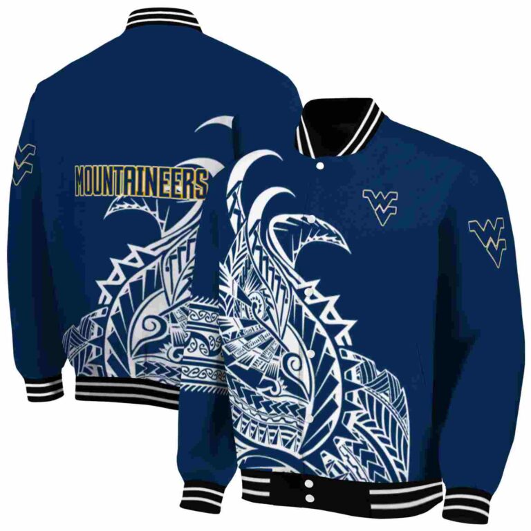 west virginia mountaineers tribal art blue white black jacket fashion forward jacketwow