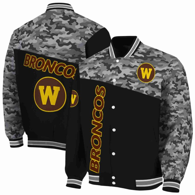 western michigan broncos camo patchwork black jacket fashion forward jacketwow