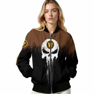 western michigan broncos punisher skull brown black white jacket latest model jacketwow