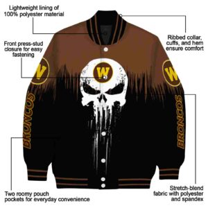 western michigan broncos punisher skull brown black white jacket new arrival jacketwow