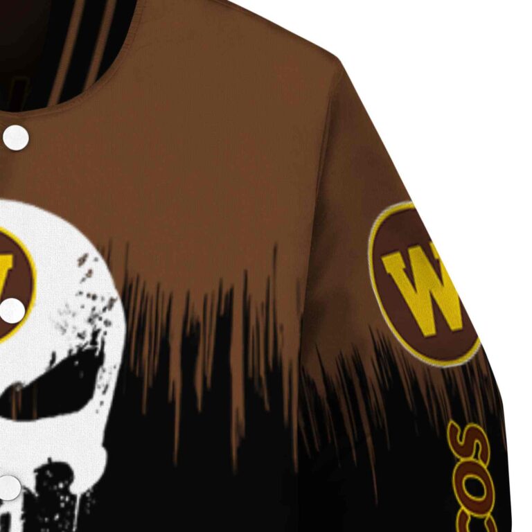 western michigan broncos punisher skull brown black white jacket premium grade jacketwow