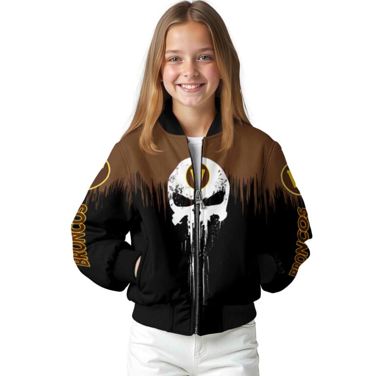 western michigan broncos punisher skull brown black white jacket top rated jacketwow