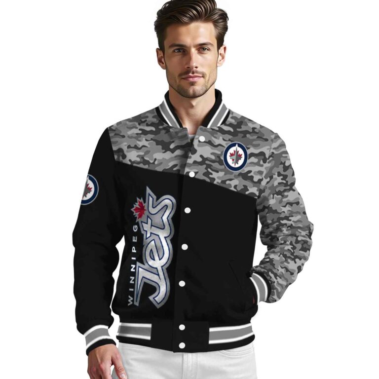 winnipeg jets camo patchwork black jacket high quality jacketwow