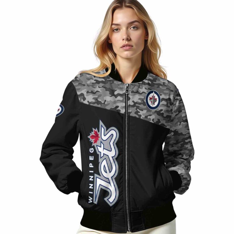 winnipeg jets camo patchwork black jacket latest model jacketwow