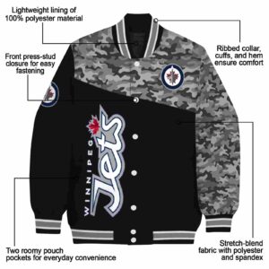 winnipeg jets camo patchwork black jacket new arrival jacketwow