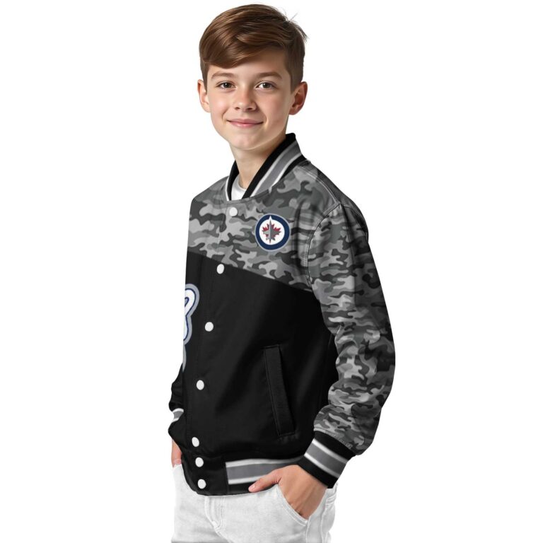 winnipeg jets camo patchwork black jacket trendy jacketwow