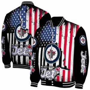 winnipeg jets patriotic theme black jacket fashion forward jacketwow