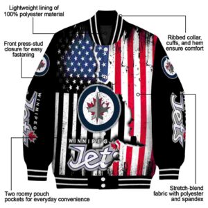 winnipeg jets patriotic theme black jacket new arrival jacketwow