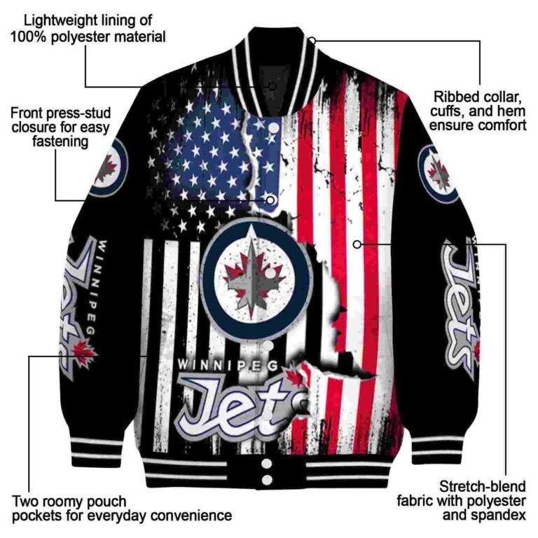 winnipeg jets patriotic theme black jacket new arrival jacketwow
