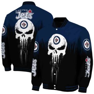 winnipeg jets punisher skull blue black white jacket fashion forward jacketwow