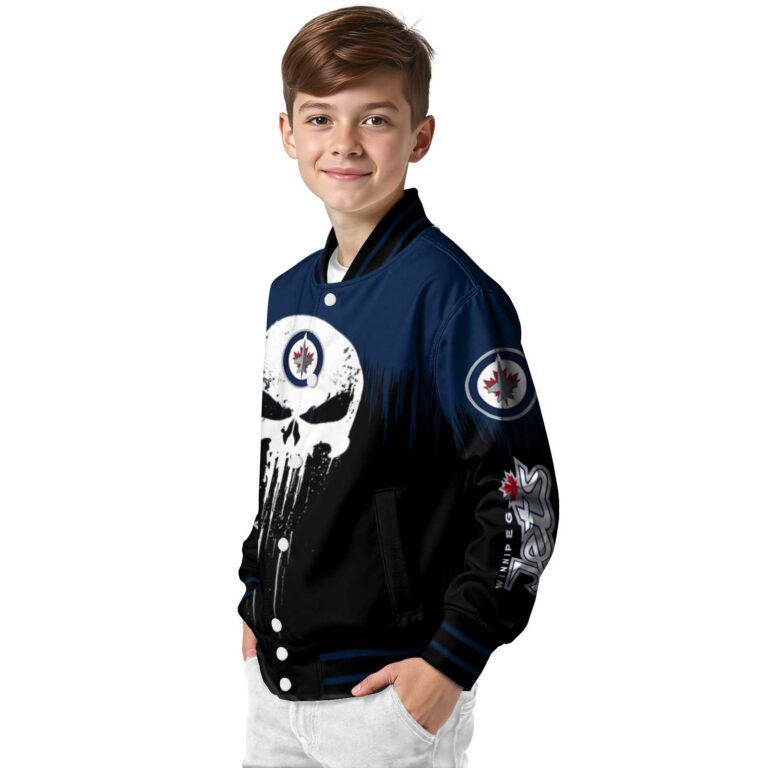 winnipeg jets punisher skull blue black white jacket trendy jacketwow