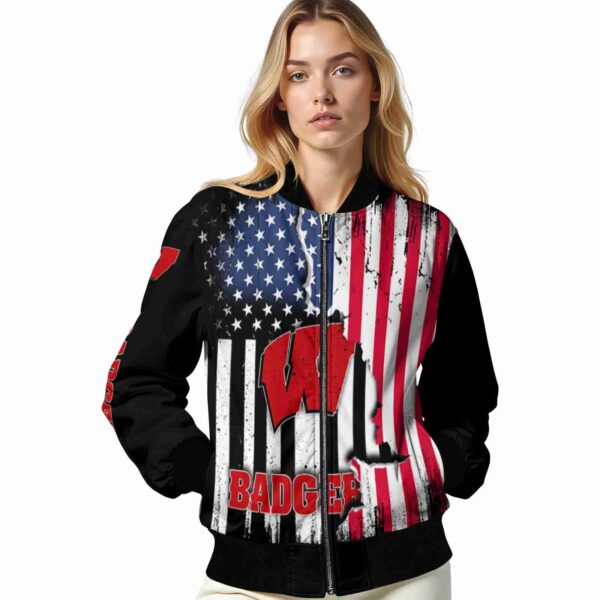 wisconsin badgers patriotic theme black jacket latest model jacketwow