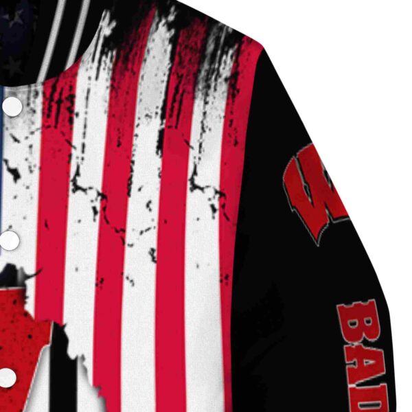 wisconsin badgers patriotic theme black jacket premium grade jacketwow