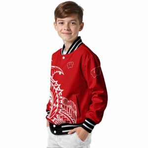 wisconsin badgers tribal art red white black jacket trendy jacketwow
