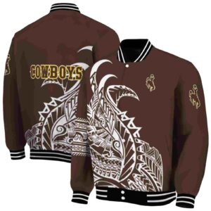 wyoming cowboys tribal art brown white black jacket fashion forward jacketwow
