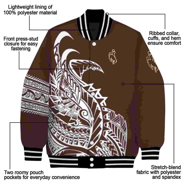 wyoming cowboys tribal art brown white black jacket new arrival jacketwow